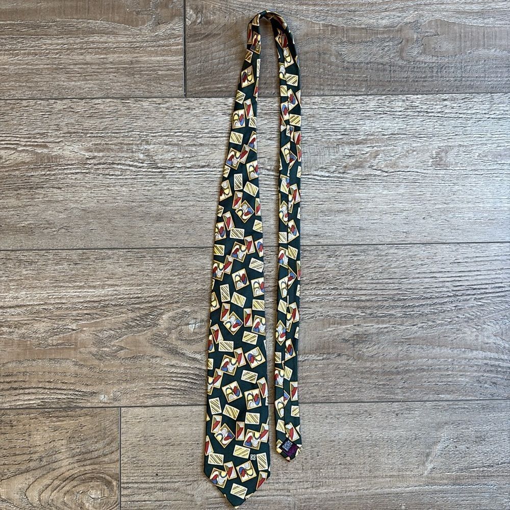 Vintage Givenchy Monsieur Silk Patterned Logo Men’s Designer Tie
